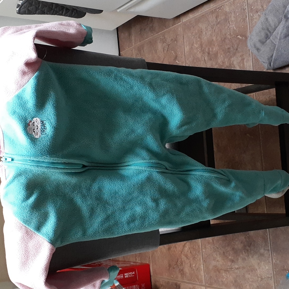 Gerber one piece sleeper w/feet 3T pink/mint zipper down